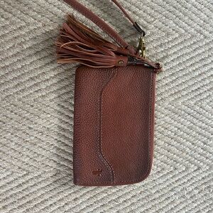 NWOT Frye Cognac Leather Wristlet with Tassel